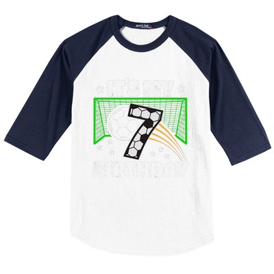 ItS My 7th Birthday Boy Soccer Football 7 Years Old Baseball Sleeve Shirt