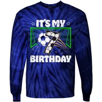 ItS My 7th Birthday Boy Soccer Football 7 Years Old Tie-Dye Long Sleeve Shirt