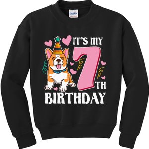 Its My 7th Birthday Dog Theme Bday Party Celebration Kids Sweatshirt