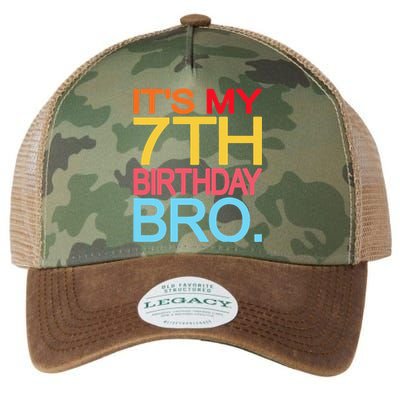 It's My 7th Birthday Bro Funny Birthday Joke Design Legacy Tie Dye Trucker Hat