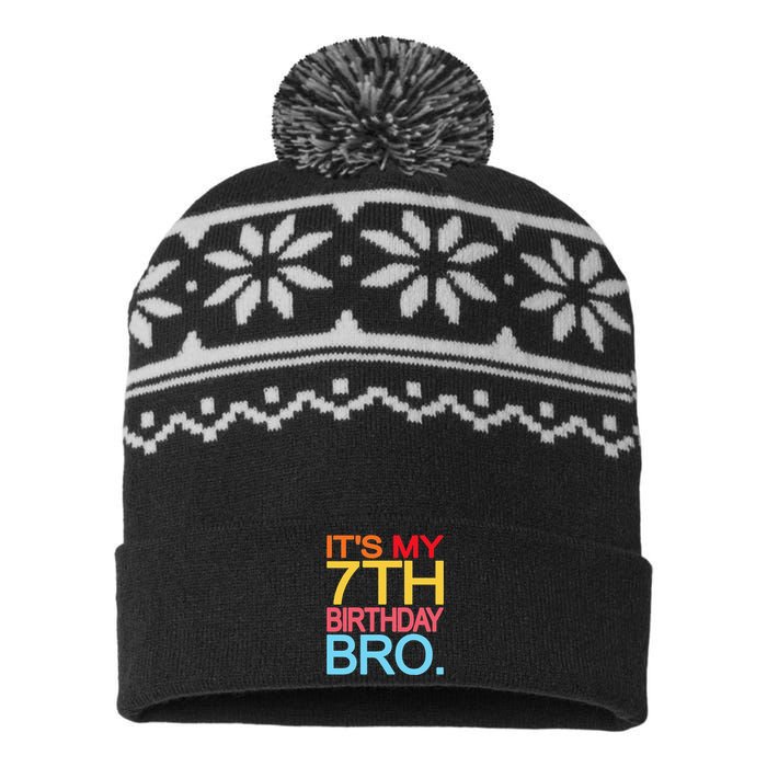 It's My 7th Birthday Bro Funny Birthday Joke Design USA-Made Snowflake Beanie