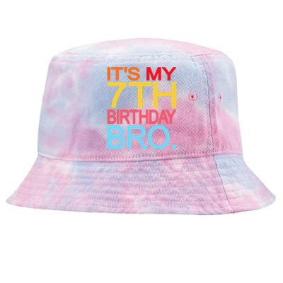 It's My 7th Birthday Bro Funny Birthday Joke Design Tie-Dyed Bucket Hat