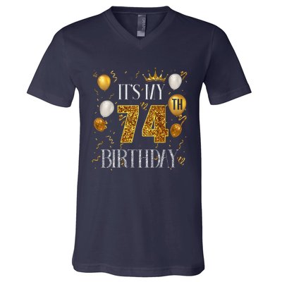 Its My 74th Birthday Happy 1949 Birthday For Women V-Neck T-Shirt