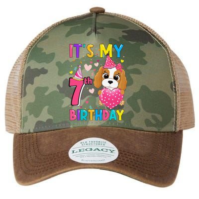 Its My 7th Birthday Funny Dog Birthday Year Old Legacy Tie Dye Trucker Hat