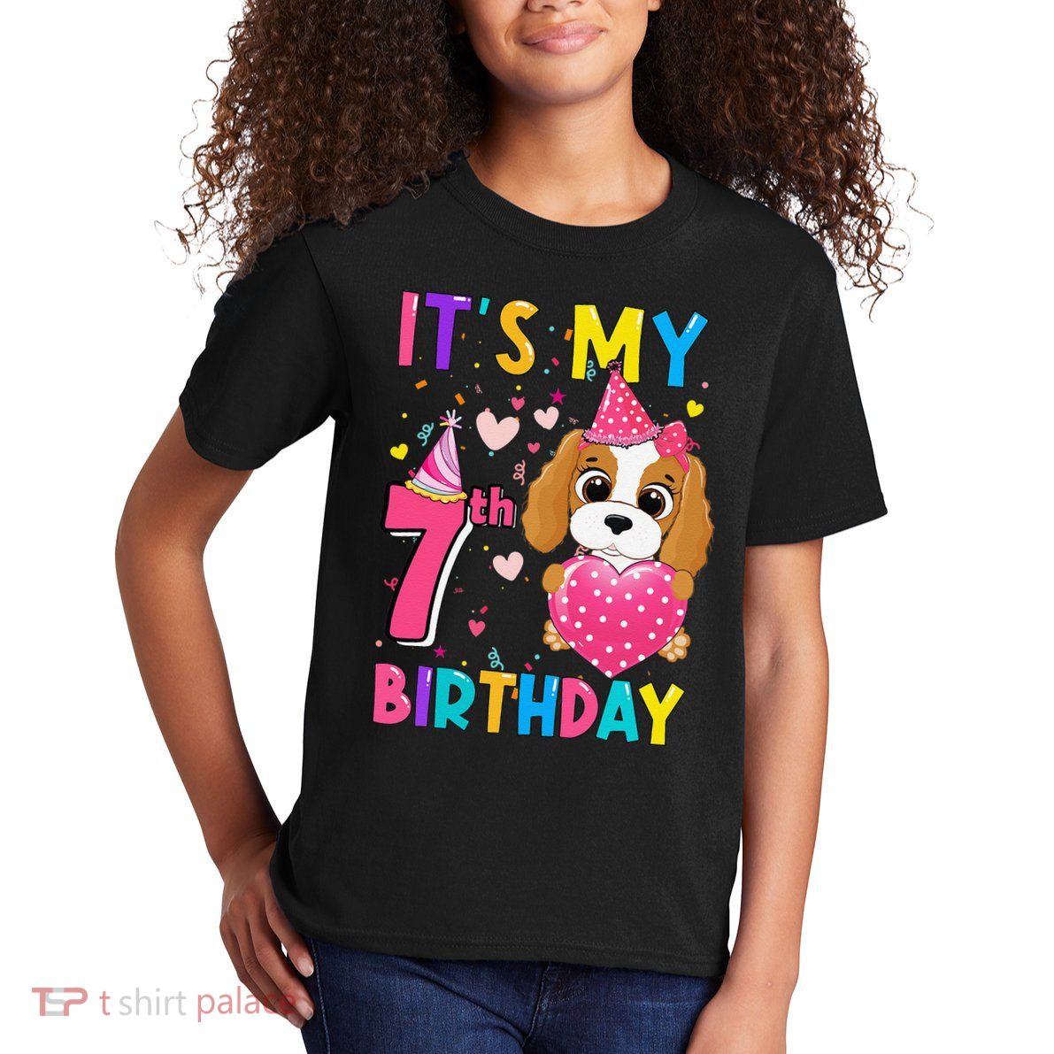 Its My 7th Birthday Funny Dog Birthday Year Old Kids T-Shirt