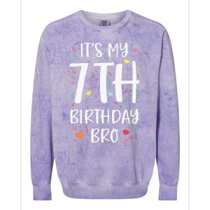 It's My 7th Birthday Bro 7 Birthday Decorations girls boys Colorblast Crewneck Sweatshirt