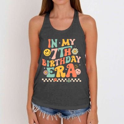 In My 7th Birthday Era Kids 7 Years Old Birthday Boy Girl Women's Knotted Racerback Tank