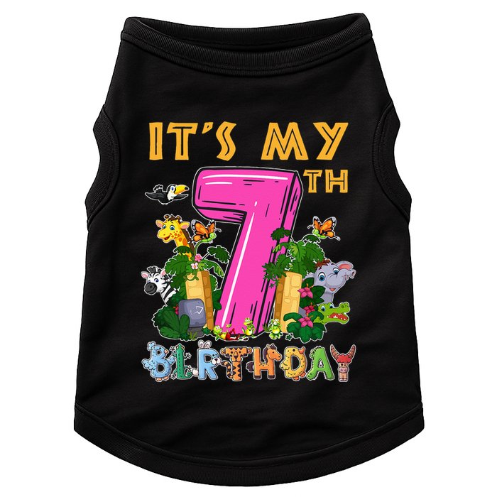 It's My 7th Birthday Safari Jungle Zoo Birthday 7 Year Old Doggie Tank