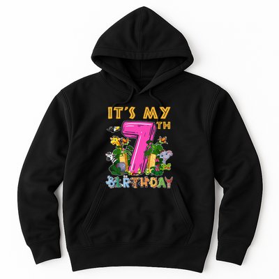 It's My 7th Birthday Safari Jungle Zoo Birthday 7 Year Old Hoodie