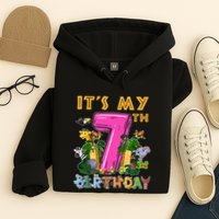 It's My 7th Birthday Safari Jungle Zoo Birthday 7 Year Old Hoodie