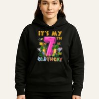 It's My 7th Birthday Safari Jungle Zoo Birthday 7 Year Old Hoodie