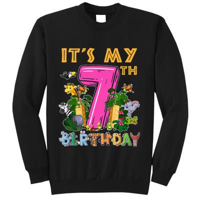 It's My 7th Birthday Safari Jungle Zoo Birthday 7 Year Old Sweatshirt