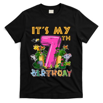It's My 7th Birthday Safari Jungle Zoo Birthday 7 Year Old T-Shirt