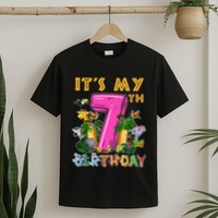 It's My 7th Birthday Safari Jungle Zoo Birthday 7 Year Old T-Shirt