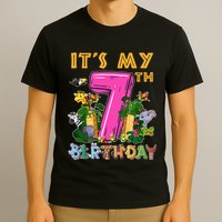 It's My 7th Birthday Safari Jungle Zoo Birthday 7 Year Old T-Shirt