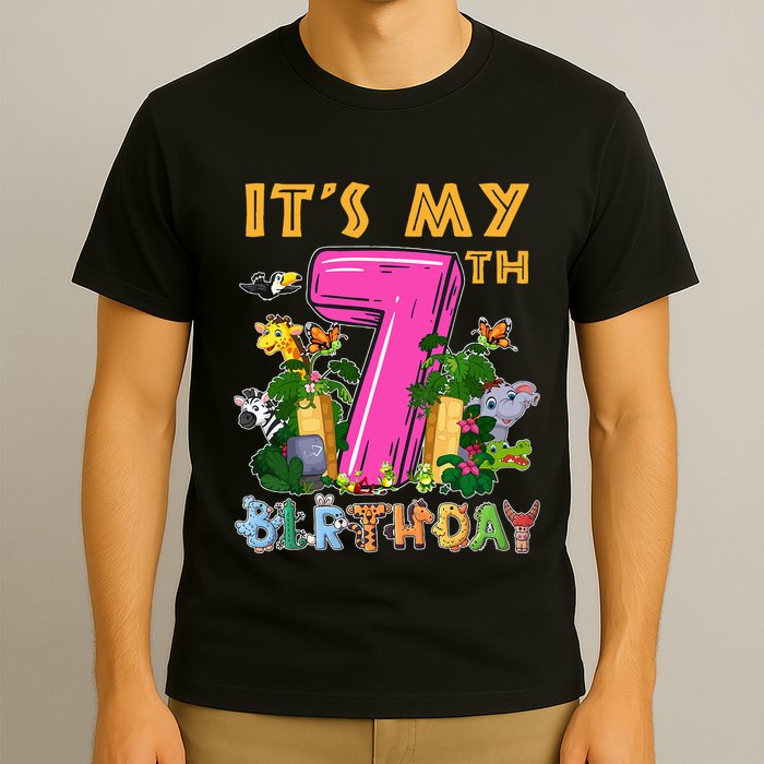 It's My 7th Birthday Safari Jungle Zoo Birthday 7 Year Old T-Shirt
