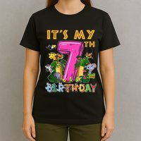 It's My 7th Birthday Safari Jungle Zoo Birthday 7 Year Old T-Shirt