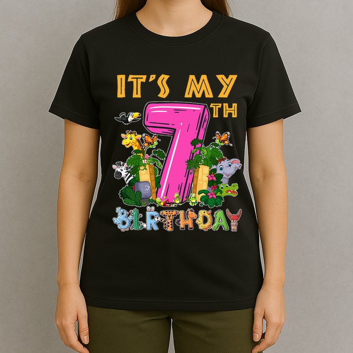 It's My 7th Birthday Safari Jungle Zoo Birthday 7 Year Old T-Shirt