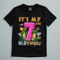 It's My 7th Birthday Safari Jungle Zoo Birthday 7 Year Old T-Shirt