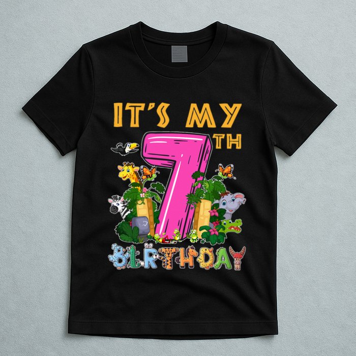 It's My 7th Birthday Safari Jungle Zoo Birthday 7 Year Old T-Shirt