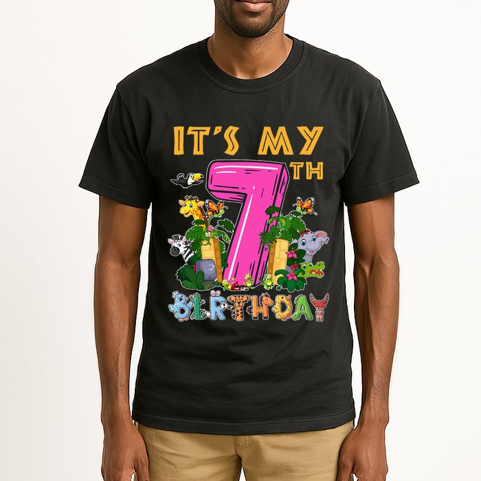 It's My 7th Birthday Safari Jungle Zoo Birthday 7 Year Old Tall T-Shirt