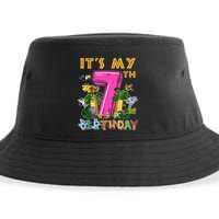 It's My 7th Birthday Safari Jungle Zoo Birthday 7 Year Old Sustainable Bucket Hat
