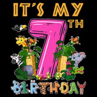 It's My 7th Birthday Safari Jungle Zoo Birthday 7 Year Old Sustainable Bucket Hat