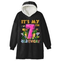 It's My 7th Birthday Safari Jungle Zoo Birthday 7 Year Old Hooded Wearable Blanket