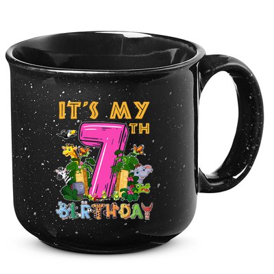 It's My 7th Birthday Safari Jungle Zoo Birthday 7 Year Old 15oz Campfire Ceramic Mug