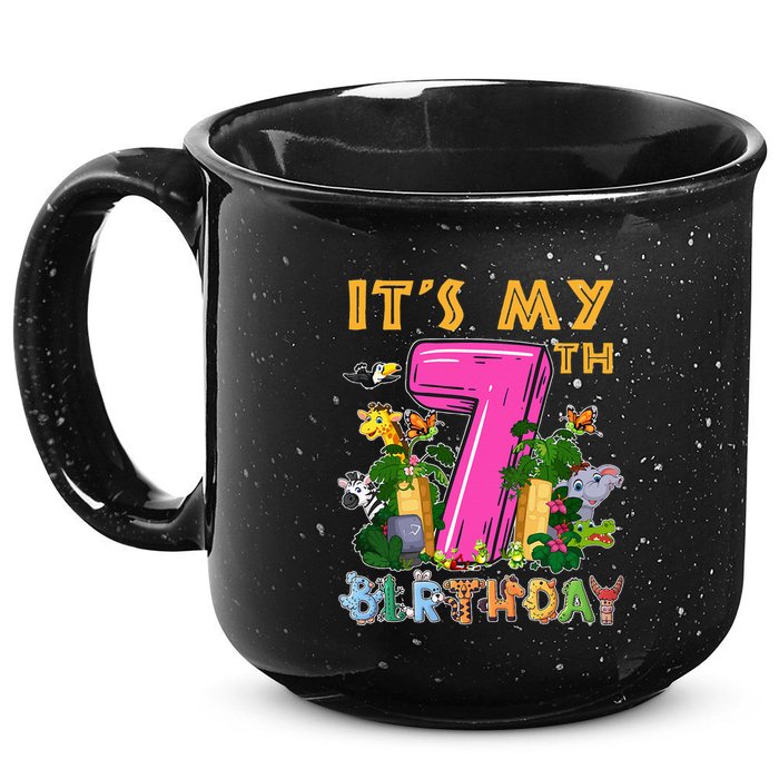 It's My 7th Birthday Safari Jungle Zoo Birthday 7 Year Old 15oz Campfire Ceramic Mug