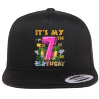 It's My 7th Birthday Safari Jungle Zoo Birthday 7 Year Old Flatbill Hat