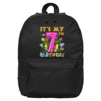 It's My 7th Birthday Safari Jungle Zoo Birthday 7 Year Old 16 in Basic Backpack