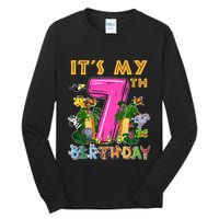 It's My 7th Birthday Safari Jungle Zoo Birthday 7 Year Old Tall Long Sleeve T-Shirt