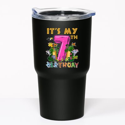It's My 7th Birthday Safari Jungle Zoo Birthday 7 Year Old Tumbler