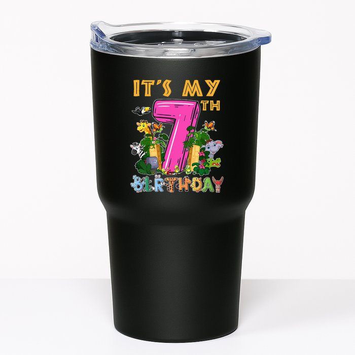 It's My 7th Birthday Safari Jungle Zoo Birthday 7 Year Old Tumbler