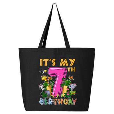 It's My 7th Birthday Safari Jungle Zoo Birthday 7 Year Old 25L Jumbo Tote