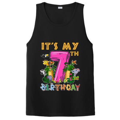 It's My 7th Birthday Safari Jungle Zoo Birthday 7 Year Old PosiCharge Competitor Tank