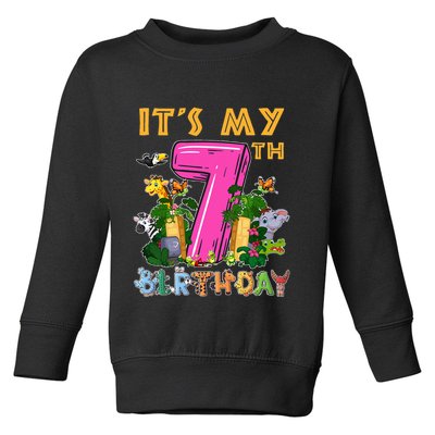 It's My 7th Birthday Safari Jungle Zoo Birthday 7 Year Old Toddler Sweatshirt
