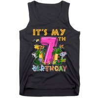 It's My 7th Birthday Safari Jungle Zoo Birthday 7 Year Old Tank Top