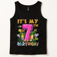 It's My 7th Birthday Safari Jungle Zoo Birthday 7 Year Old Tank Top