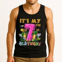 It's My 7th Birthday Safari Jungle Zoo Birthday 7 Year Old Tank Top