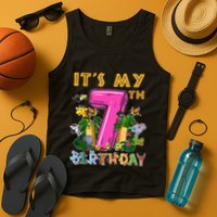 It's My 7th Birthday Safari Jungle Zoo Birthday 7 Year Old Tank Top