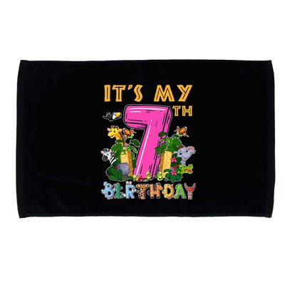 It's My 7th Birthday Safari Jungle Zoo Birthday 7 Year Old Microfiber Hand Towel