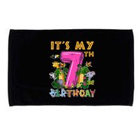 It's My 7th Birthday Safari Jungle Zoo Birthday 7 Year Old Microfiber Hand Towel