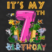 It's My 7th Birthday Safari Jungle Zoo Birthday 7 Year Old Microfiber Hand Towel