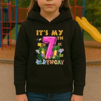 It's My 7th Birthday Safari Jungle Zoo Birthday 7 Year Old Kids Hoodie