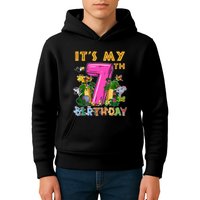 It's My 7th Birthday Safari Jungle Zoo Birthday 7 Year Old Kids Hoodie