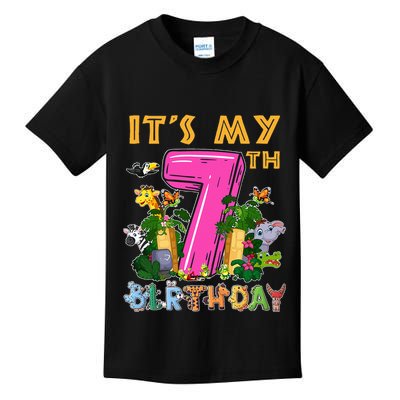 It's My 7th Birthday Safari Jungle Zoo Birthday 7 Year Old Kids T-Shirt