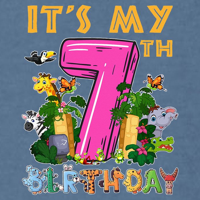 It's My 7th Birthday Safari Jungle Zoo Birthday 7 Year Old Garment-Dyed Sweatshirt