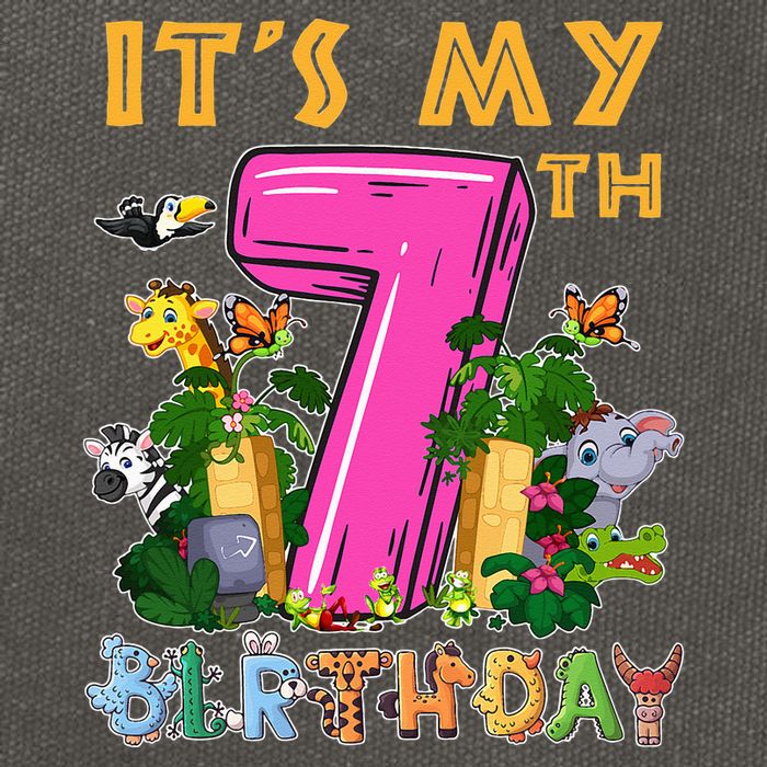 It's My 7th Birthday Safari Jungle Zoo Birthday 7 Year Old Cotton Canvas Backpack